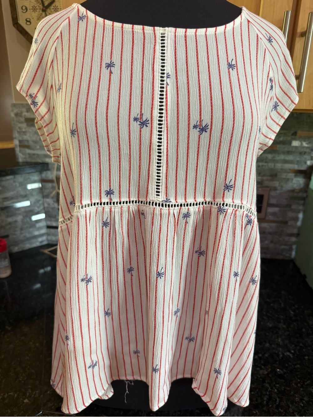 Crescent Patriotic Palm Trees Flowy Top